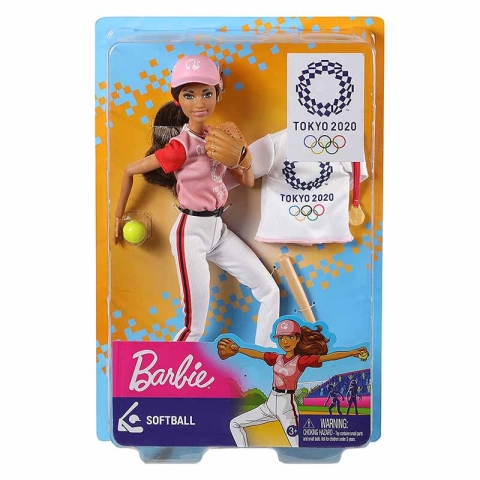 عروسک باربی المپیک اورجینال Mattel مدل بیسبالیست کد GJL77