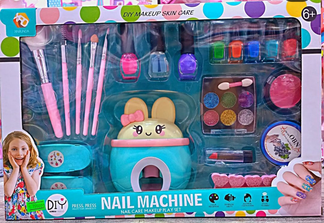 ست آرایشی و استمپر ناخن کودک طرح خرگوش آبی Fashion Manicure Machine -اسباب بازی