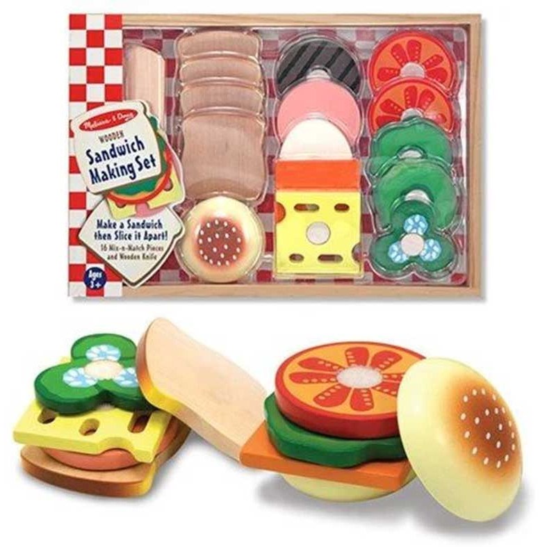 اسباب بازی ساندویچ سازی چوبی 17 تکه وارداتی برند melissa and doug